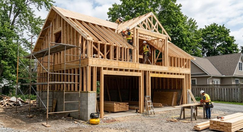 Two Story Garage Construction in Pearland, TX